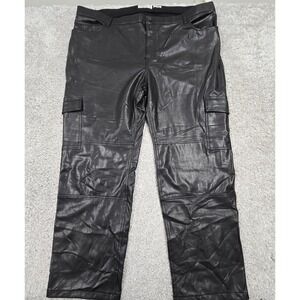 Abercrombie & Fitch Womens Vegan Leather Pants Size 37/24L Black High Rise 90s